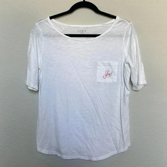 LOFT Tops - LOFT Pocket White Tee - YAY pocket